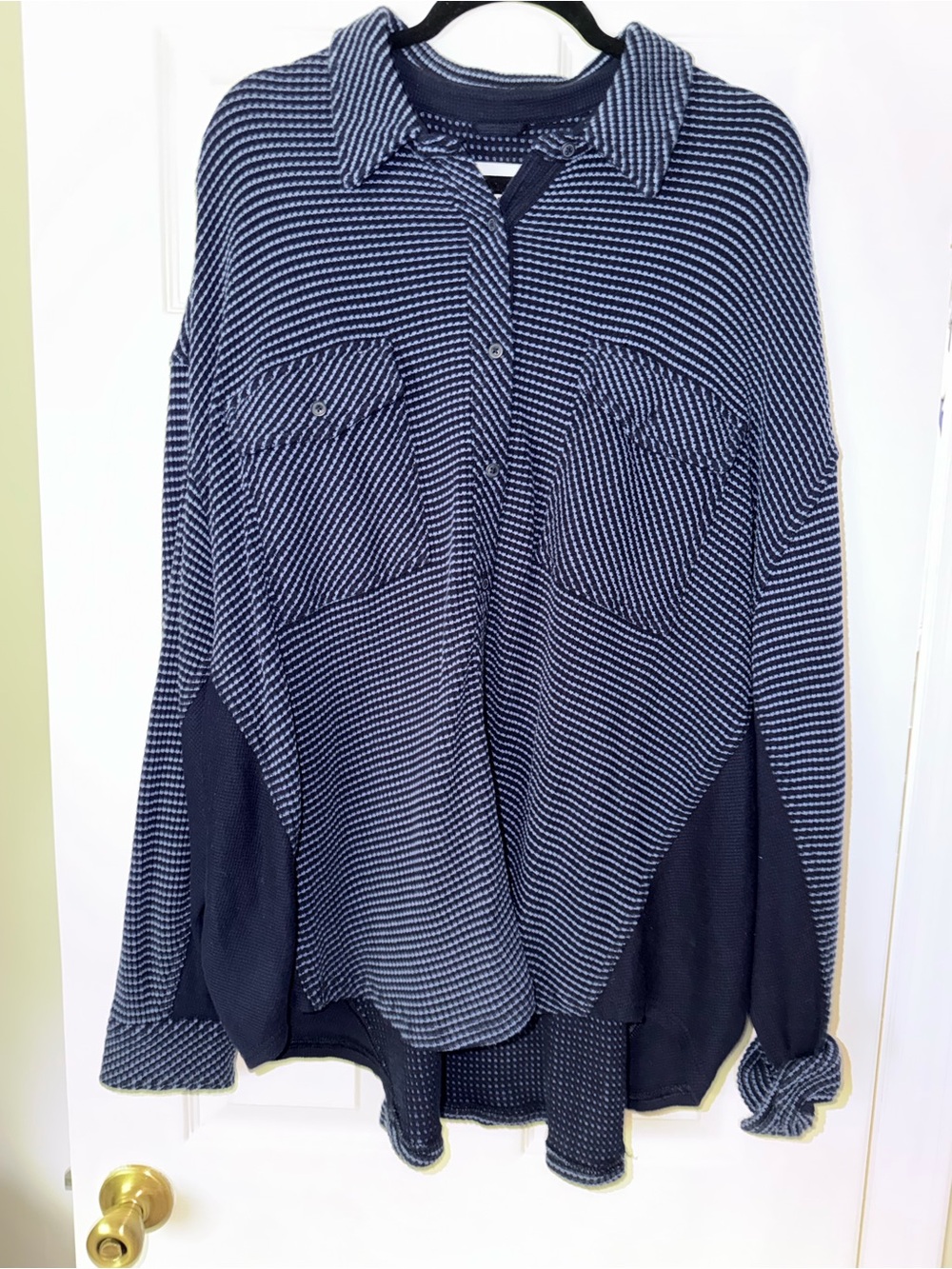 Aerie Women's Navy Stripe Button-Up Shirt